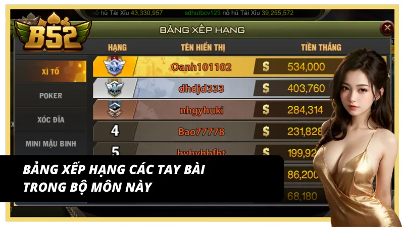 Bảng xếp hạng các hand bài trong Xì Tố