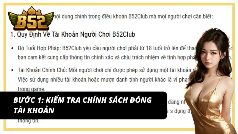 Kiểm tra kỹ các chính sách xóa tài khoản tại cổng game B52